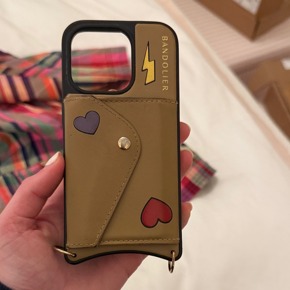 Bandolier Gold Phone Case with Heart and Lightning Accents